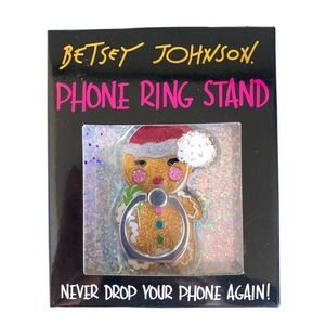 Betsey Johnson Gingerbread Man Phone Ring Stand Christmas Gift Stocking Stuffer